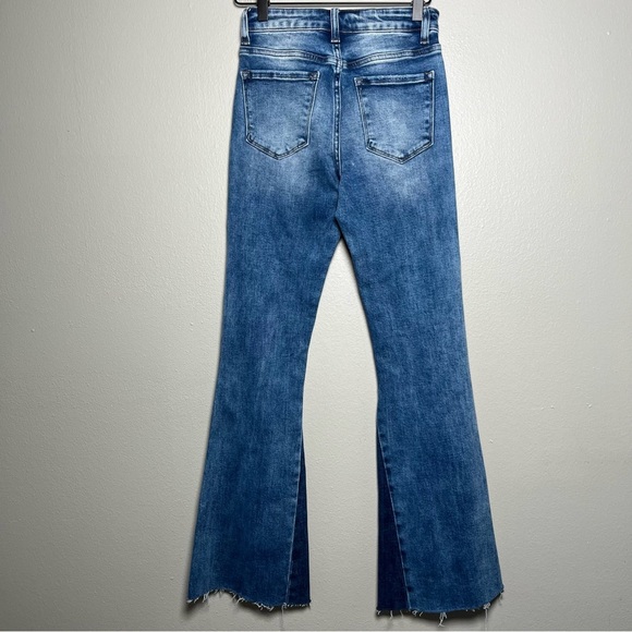 Altar'd State Women Jeans 24" Flare Bell Botton Raw Hem Mid Wash Denim High Rise - Picture 9 of 9